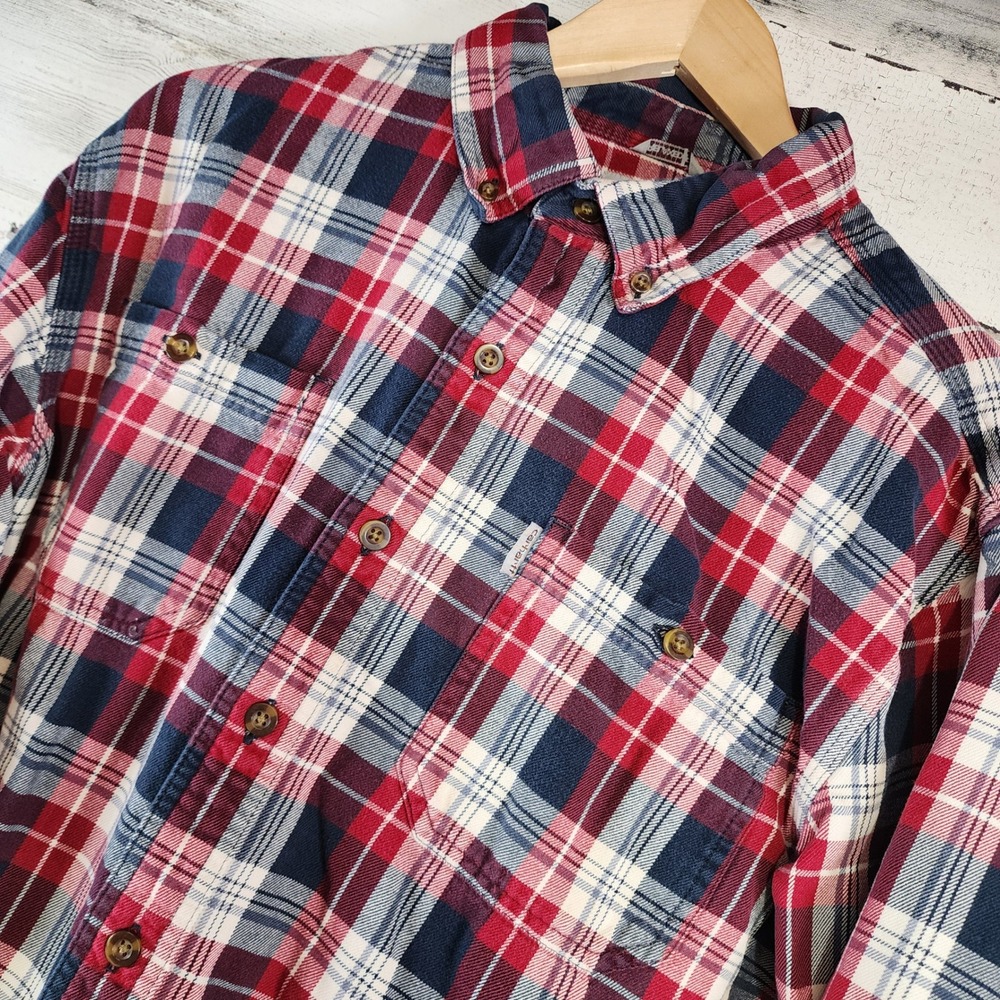 Carhartt Flannel Shirt Mens Large Red Blue Plaid Relaxed Fit Button Down